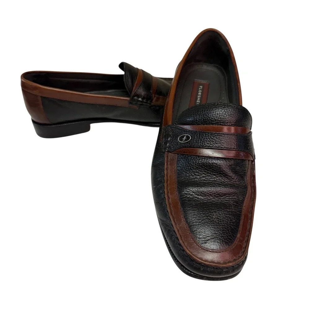 Florsheim Mens Two Tone Penny Loafers Black Brown Leather Dress Shoes K18258 11B